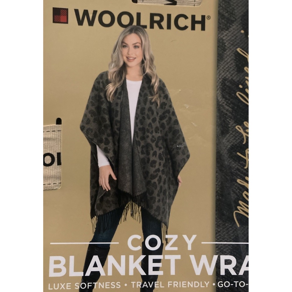 Woolrich Cozy Blanket‎ Wrap Shawl ONE SIZE NWT Lana Leopard Print MSRP $60